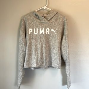 Puma - Lightweight cropped hoodie - light gray - size XL